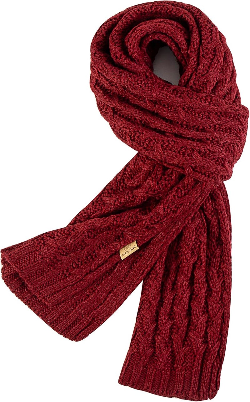 PAGE ONE Women's Ribbed Knit Scarf Winter Warm Long Big Wrap Cashmere Wool Thick Large Chunky Scarf for Women - Image 1